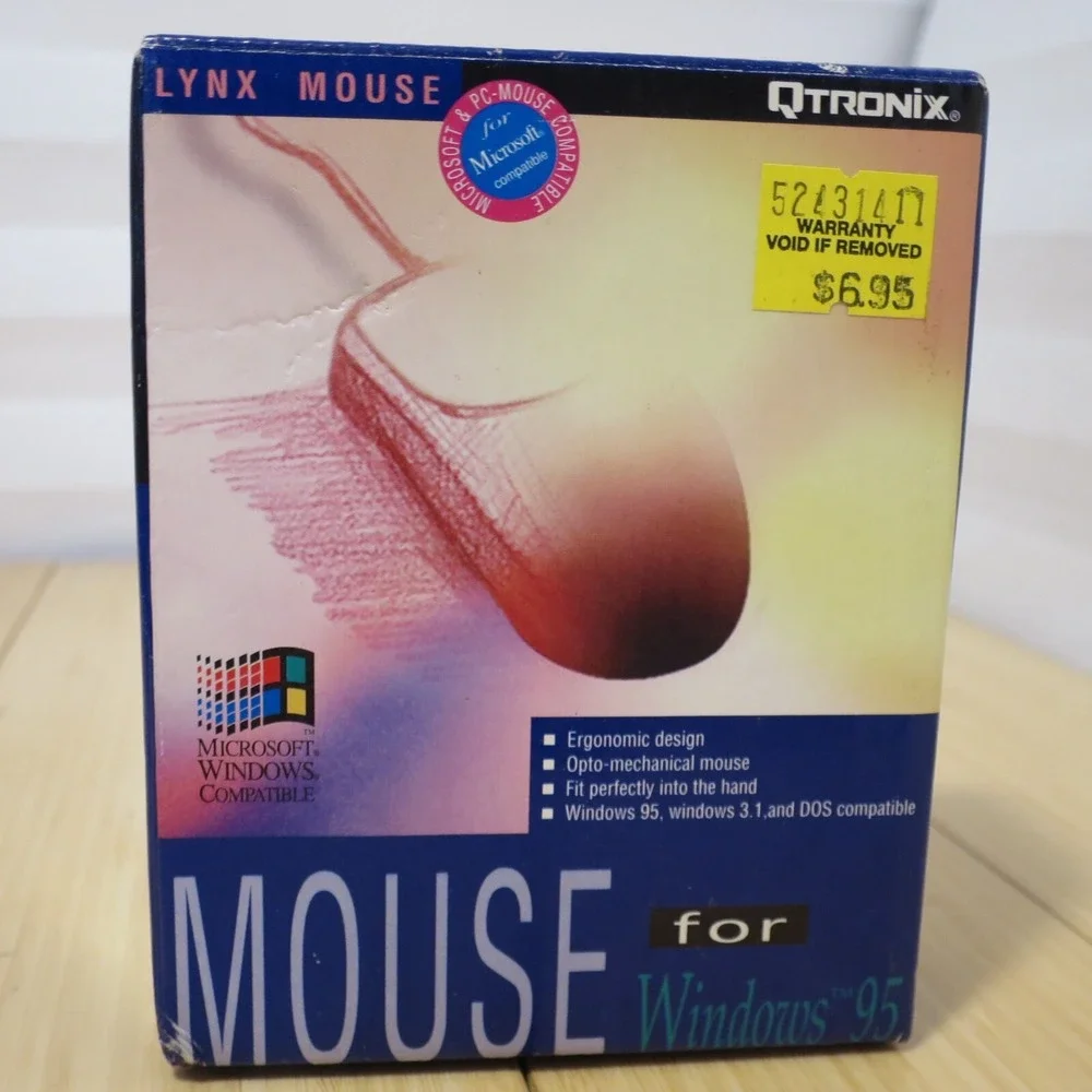 NOS Rare, Vintage, Unusual‎ QTRONIX Lynx-97M Serial Mouse - Round, Large Buttons